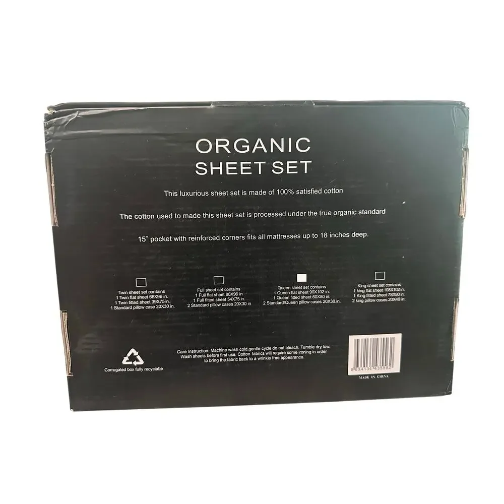 Queen 4‑Piece Organic Cotton Touch Sheet Set – New in Box